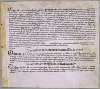 Letter of Indulgence (for the Expedition against the Turks and the Defense of Cyprus), (Mainz, Johannes Gutenberg, 1455) by Johannes Gutenberg